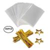 Gshy 100 Pieces Clear Transparent Bag 10 x 15 cm with 100 Twisted Ties for Breads, Biscuits, Cakes, Sweets, Chocolates, Fruits, etc Packaging view 1