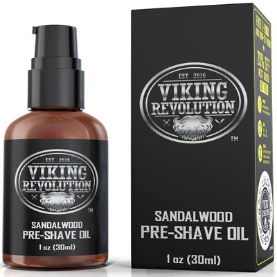 Pre Shave Oil for Men - Best Pre Shaving Oil with Sandalwood for Safety Razor, Straight Razor - for The Smoothest, Irritation Free Shave by Viking Revolution