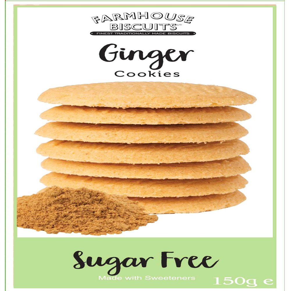 Farmhouse Biscuits - Sugar Free Ginger Cookies 150g (6 Pack)