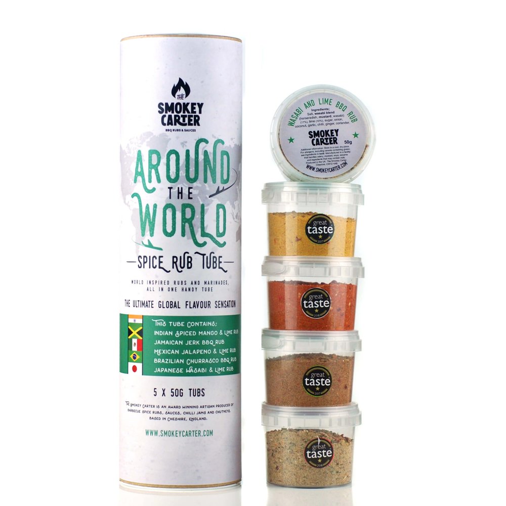 Around The World BBQ Rub Tube | BBQ Rubs and Seasonings Gift Set | The Smokey Carter