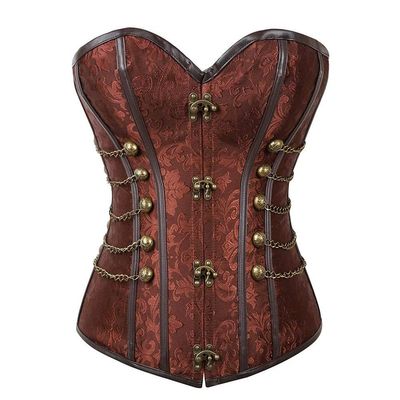 Josamogre Women's Steampunk Corset Bustiers Pirate Leather Vintage Halloween Plus Size Brown 5XL