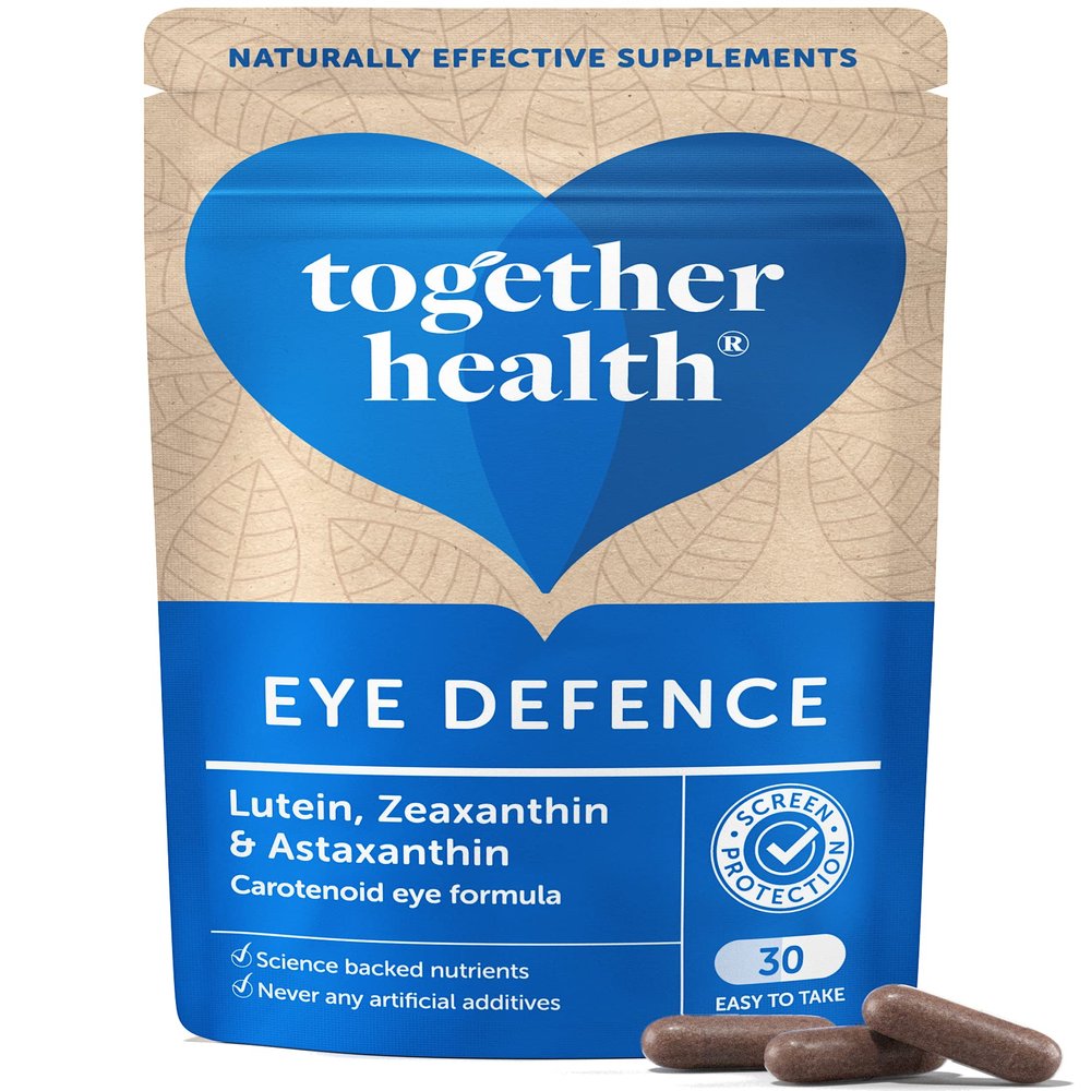 Eye Defence Together Health Powerful Carotenoids: Astaxanthin Zeaxanthin & Lutein Vitamin A Protects Against Blue Light Vegan Friendly Made in The UK 30 Vegetable Capsules