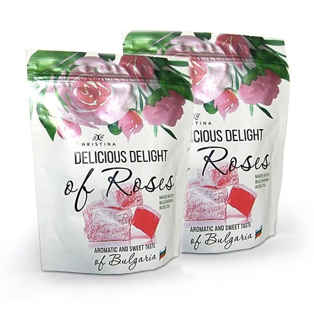 2 Packs Rose Flavoured Sweets Delight (Lokum) with Rose Damascene Petals