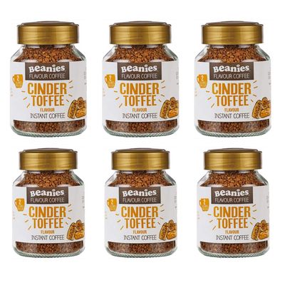 Beanies Cinder Toffee Flavour Instant Coffee 50g, 6 Pack