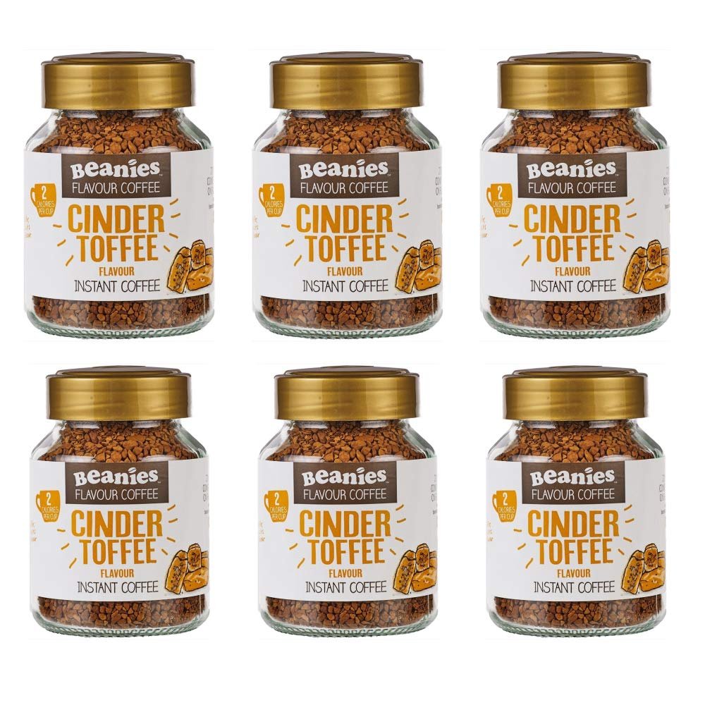 Beanies Cinder Toffee Flavour Instant Coffee 50g, 6 Pack