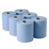 3 X Contract Centrefeed Roll Blue 2 ply, 150m - Set of 6 - Large Roll of Disposable Blue Paper Hand Towels view 1