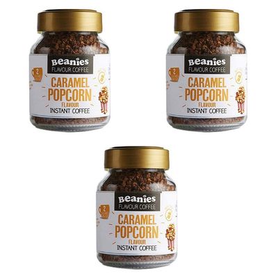 Beanies Caramel Popcorn Flavour Instant Coffee 50g, 3 Pack