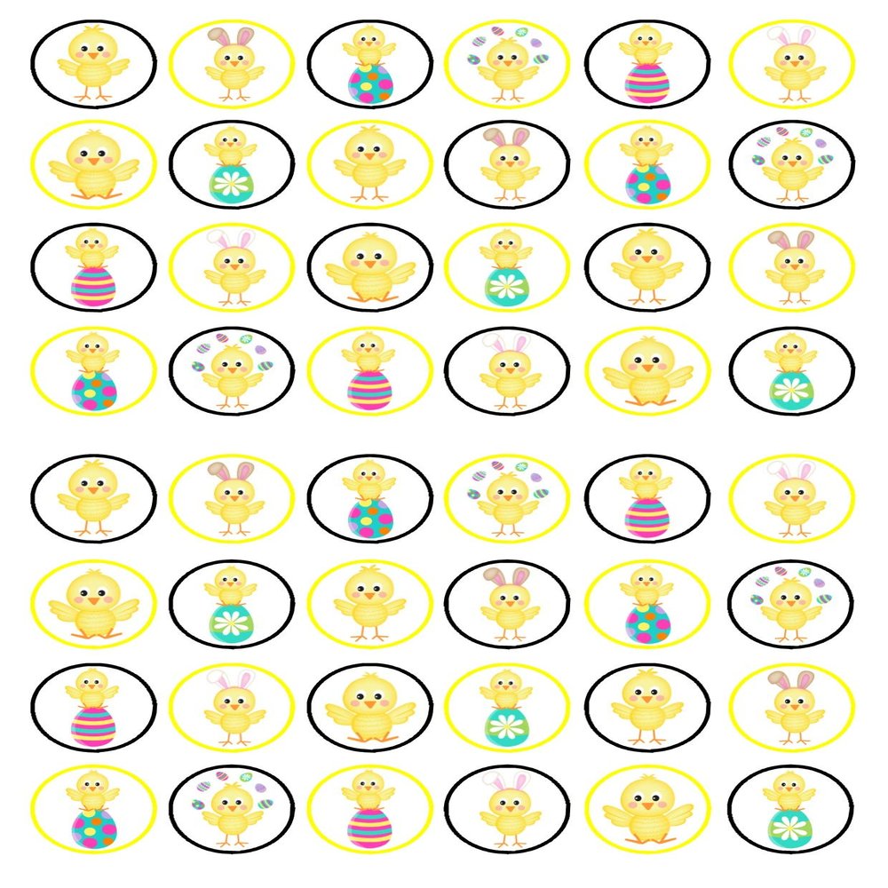 48 Easter Chicks Edible Cupcake Toppers - Wafer Cake Decorations