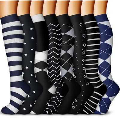 QUXIANG Copper Compression Socks And - Best Medical Sports, Nursing, Running, Cycling, Athletic, Edema, Diabetic, Varicose Veins, Travel, Pregnancy & Maternity 15-20 mmHg (S/M, Multi 06)