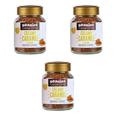 Beanies Creamy Caramel Flavour Instant Coffee 50g, 3 Pack