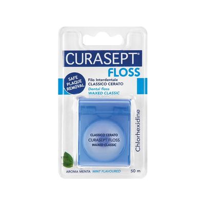 Curasept Floss - Filo Interdentale Cerato con Clorexidina, 50m