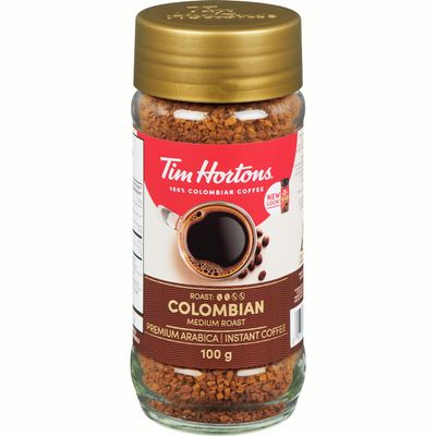 Tim Hortons Premium Instant, Medium Roast Arabica Coffee, 100g Bottle