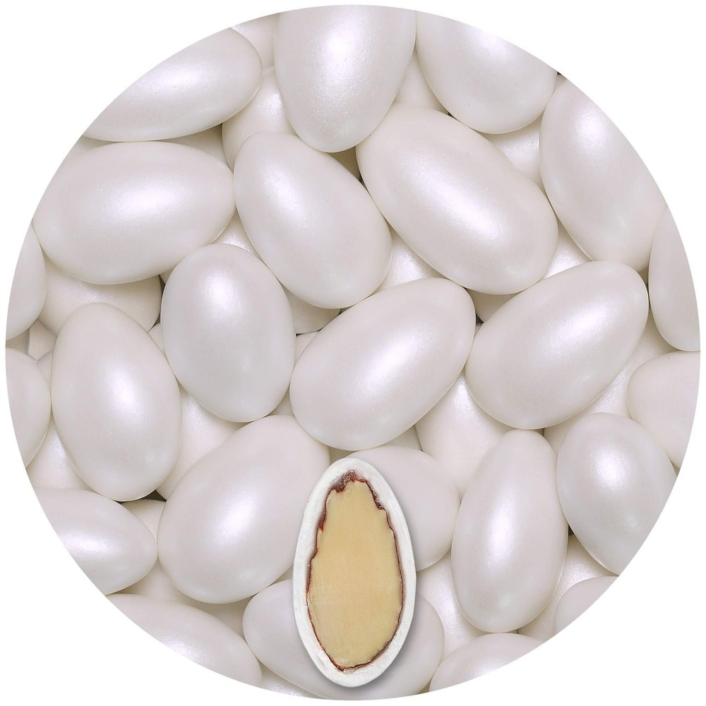 EinsSein 1kg Sugared Almonds Conchiglia white pearl Wedding sugar sweets almond dragees baptism dragee cake balls candy coated sweet for weddings favours gift box sugred fillers chocolate chocolates