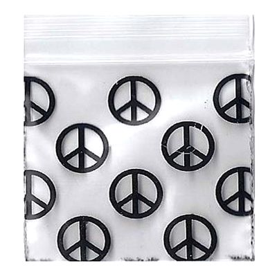 1000-1" x 1" 1010 Peace Sign Small Zipper Lock Baggies Craft Resealable Plastic Baggy 2 Mil Zipper Poly Bags