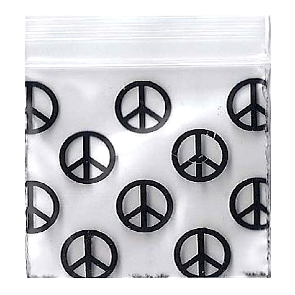 1000-1" x 1" 1010 Peace Sign Small Zipper Lock Baggies Craft Resealable Plastic Baggy 2 Mil Zipper Poly Bags