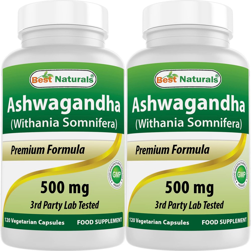 2 Pack - Best Naturals Ashwagandha Capsules for Relaxing Stress and Mood, 500 mg, 120 Count (Total 240 Capsules)