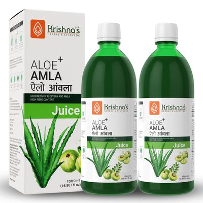 Krishna's Herbal & Ayurveda Aloe Vera Amla Mix Juice - 1 l (Pack of 2)