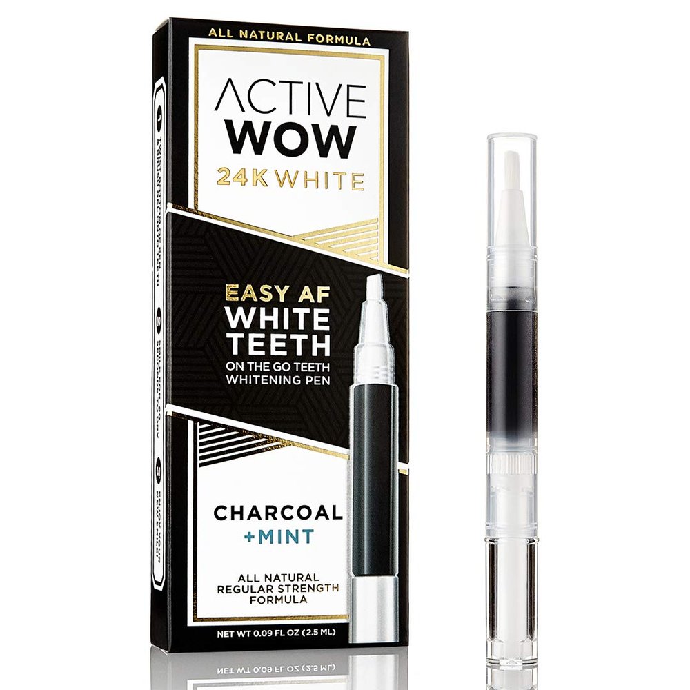 Teeth Whitening Pen with Organic Charcoal & Mint Oil - On The Go Natural Whitening - No Sensitivity Formula