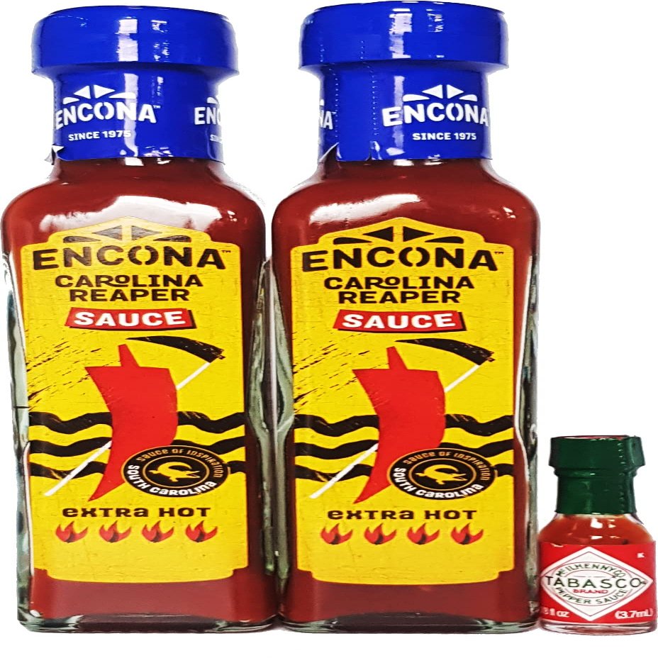 Encona Carolina Reaper Chilli Sauce (2x142ml) and Mini Tabasco (3.7ml)