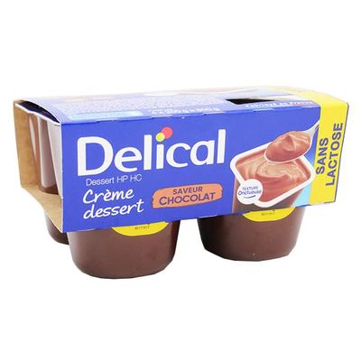 Delical Crme Dessert HP HC sans Lactose Chocolat 4 x 200g