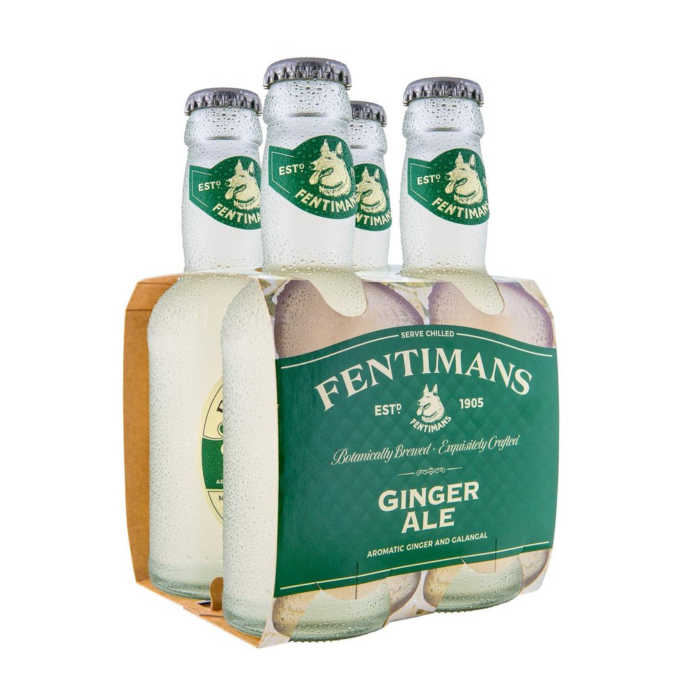Fentimans Ginger Ale - Botanically Brewed Soft Drink - Exquisitely Crafted and Refreshing Soft Drinks - Gluten-Free and Vegan Friendly Soft Drinks - 4 x 200 ml Bottles