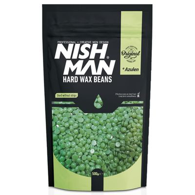 NISHMAN Hard Wax Beads, Azulen, 500g | Painless, Gentle Hair Removal Wax Beans for Full Body, Face & Bikini Line | No Strip Needed | Bikini Wax Strips