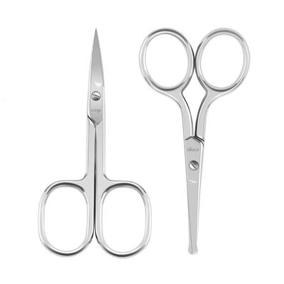 LIVINGO Professional Small Ear Nose Hair Scissors, Curved and Safety Rounded Tip Grooming Trimming Beauty Shears for Nail, Toenail, Facial, Mustache, Eyebrows and Eyelashes 2 Pack