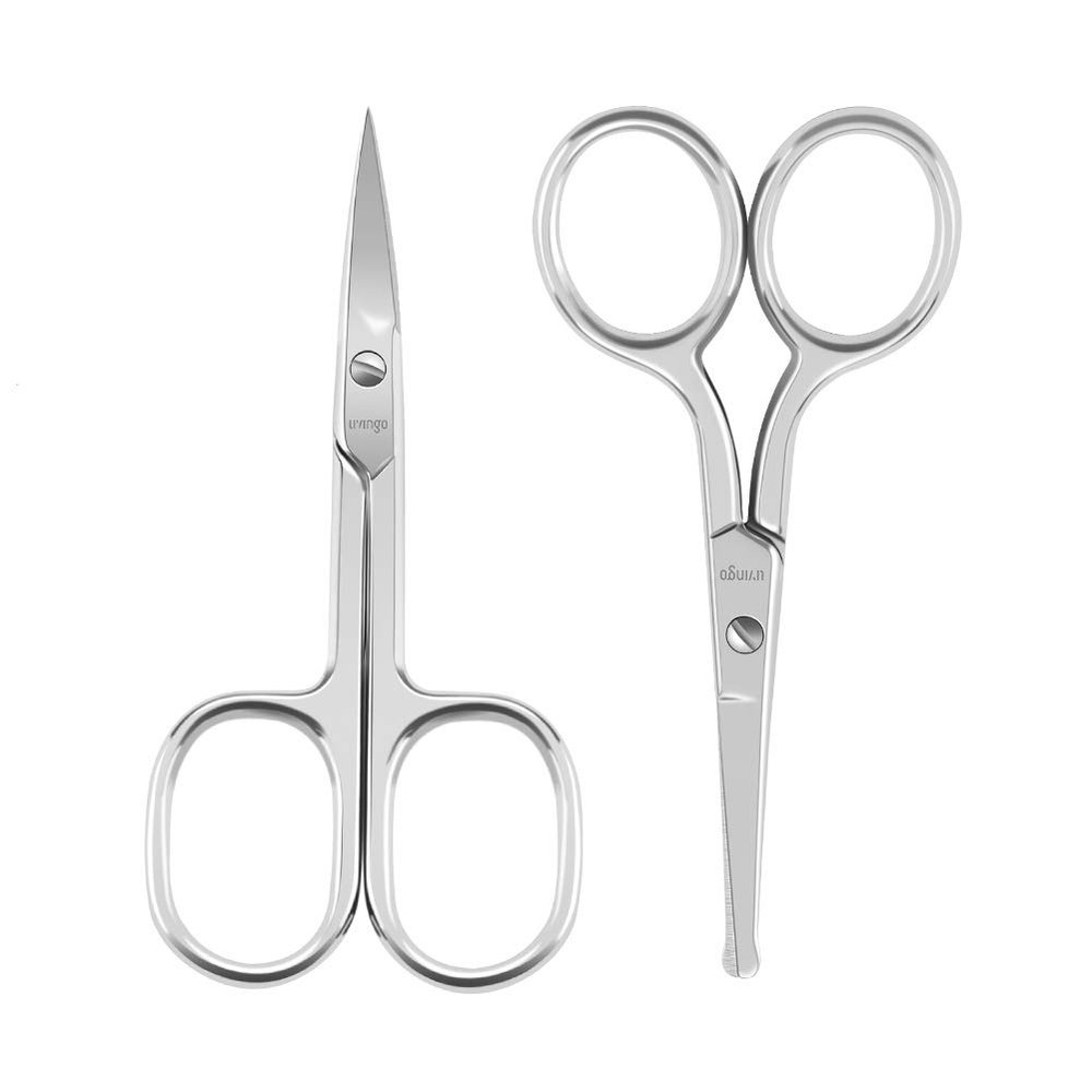 LIVINGO Professional Small Ear Nose Hair Scissors, Curved and Safety Rounded Tip Grooming Trimming Beauty Shears for Nail, Toenail, Facial, Mustache, Eyebrows and Eyelashes 2 Pack