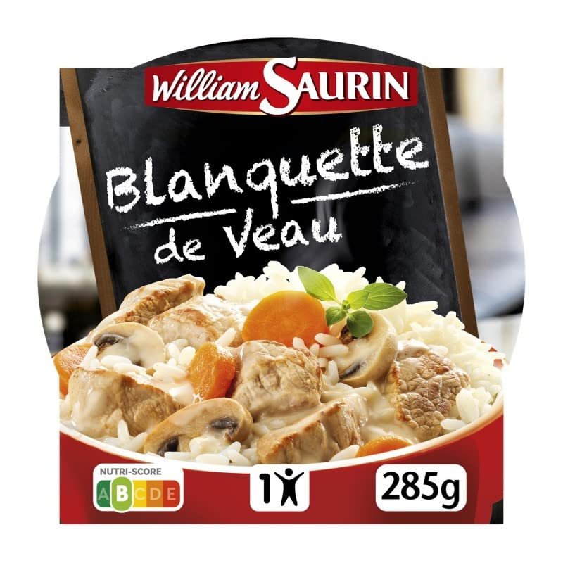 William Saurin - L'Assiette Blanquette De Veau in Mushrooms and Its microwaveable Rice 285g - Lot of 4 - Price Per Lot - Fast Delivery