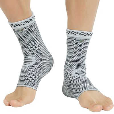 Neotech Care Ankle Support Sleeve - Bamboo Fiber Knitted Fabric - Light, Elastic & Breathable - Medium Compression - Right or Left Foot, Men, Women (Grey Colour, Size L, 1 Pair)