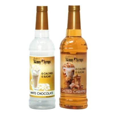 Jordan's Skinny Syrups New Favorites Collection Duos Sugar Free White Chocolate and Salted Caramel Coffee Syrup Healthy Flavors with 0 Calories, 0 Sugar, 0 Carbs 750ml/25.4oz Bottle