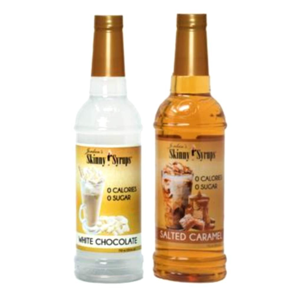 Jordan's Skinny Syrups New Favorites Collection Duos Sugar Free White Chocolate and Salted Caramel Coffee Syrup Healthy Flavors with 0 Calories, 0 Sugar, 0 Carbs 750ml/25.4oz Bottle