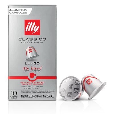 illy Coffee Nespresso Compatible Capsules, Lungo, Aluminium Coffee Capsules, Pack of 10
