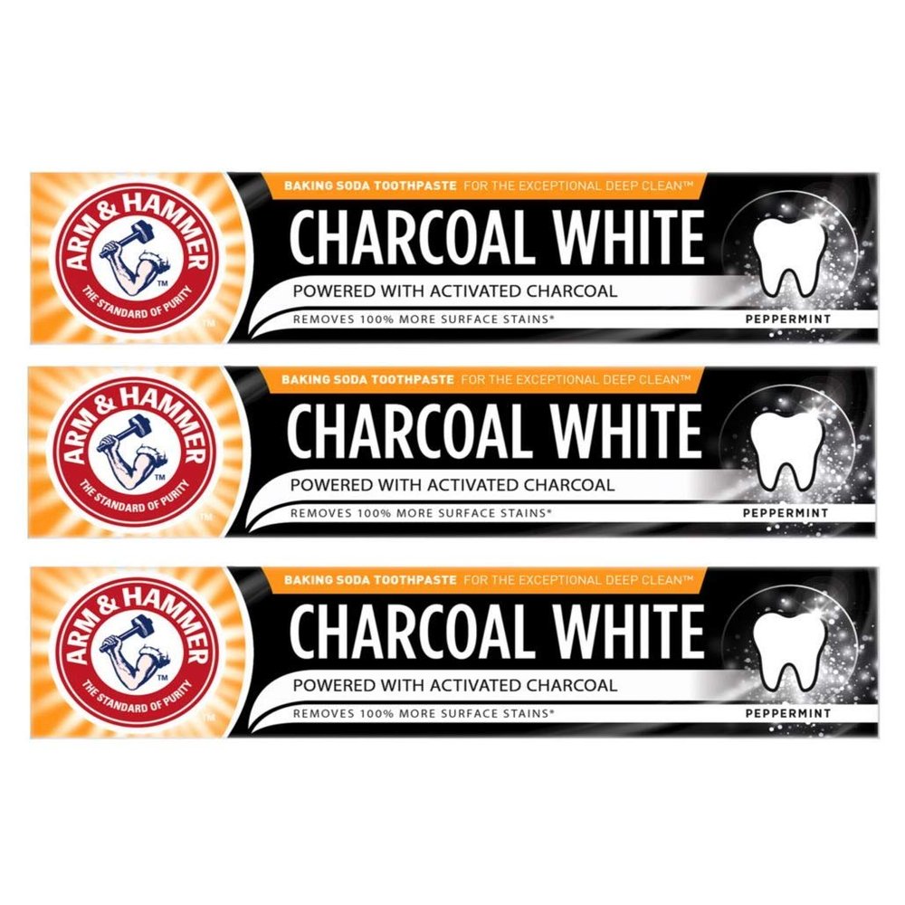 Arm & Hammer Charcoal White Peppermint Toothpaste 75ml - 3 Multipack
