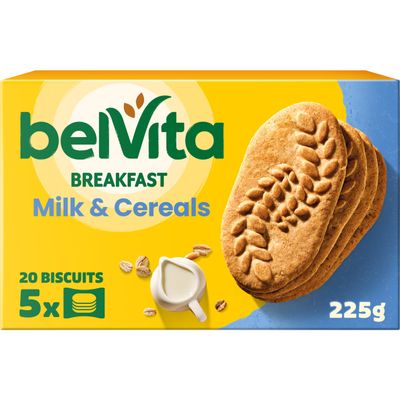 belVita Breakfast Milk & Cereals Biscuits, Wholegrain with Added Minerals, 5 x 540g