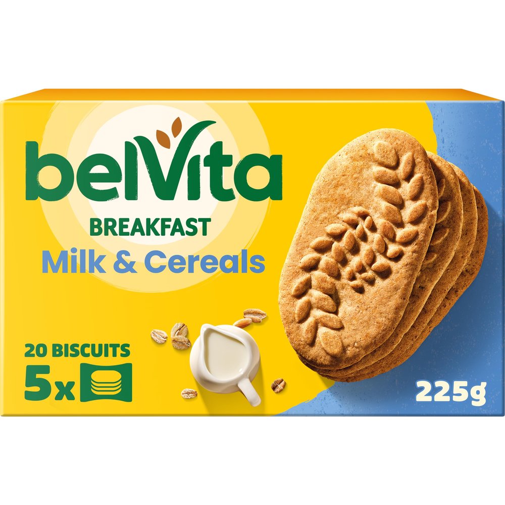 belVita Breakfast Milk & Cereals Biscuits, Wholegrain with Added Minerals, 5 x 540g