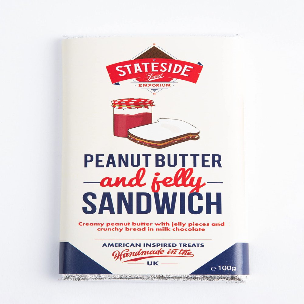 Stateside Treat Emporium Peanut Butter and Jelly Sandwich Milk Chocolate Bar 100g x 1
