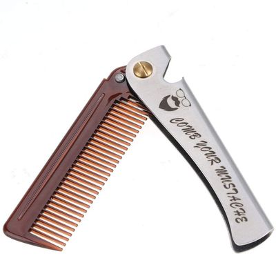 Rotekt Folding Pocket Moustache Shaping Comb Stainless Steel Round Comb Teeth Beard Comb(01)