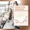 100 Gold Foil Cocktail Napkins | 4 Assorted Designs Folded 5 x 5 Inches Disposable Party Napkins | Bulk 3-Ply White Paper Napkins are Perfect for Dinner, Wedding, Baby Shower, Bridal Shower, Birthday view 3