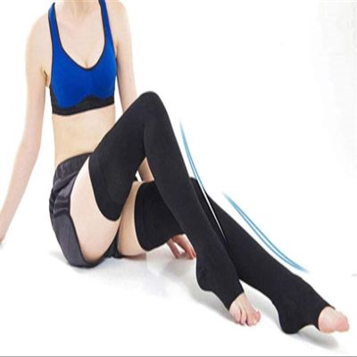 6 PCS Thigh High Compression Sleeves for Women and Men by Pedimend | Firm Support Graduated Varicose Veins Stockings, Travel, Casual-Formal Hosiery (Black)