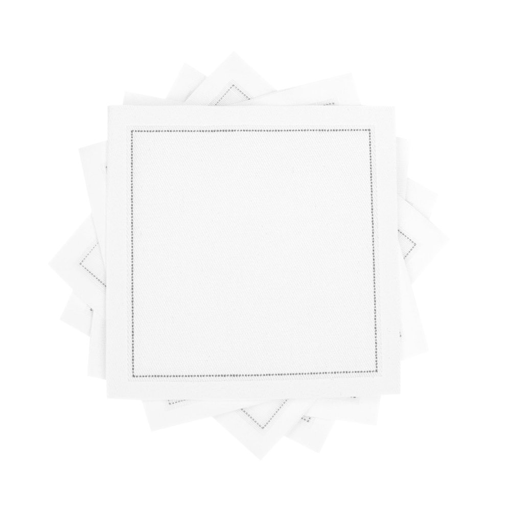 FIVE STAR NAPKINS 100% Cotton Cocktail Napkin, 50-Pack, White
