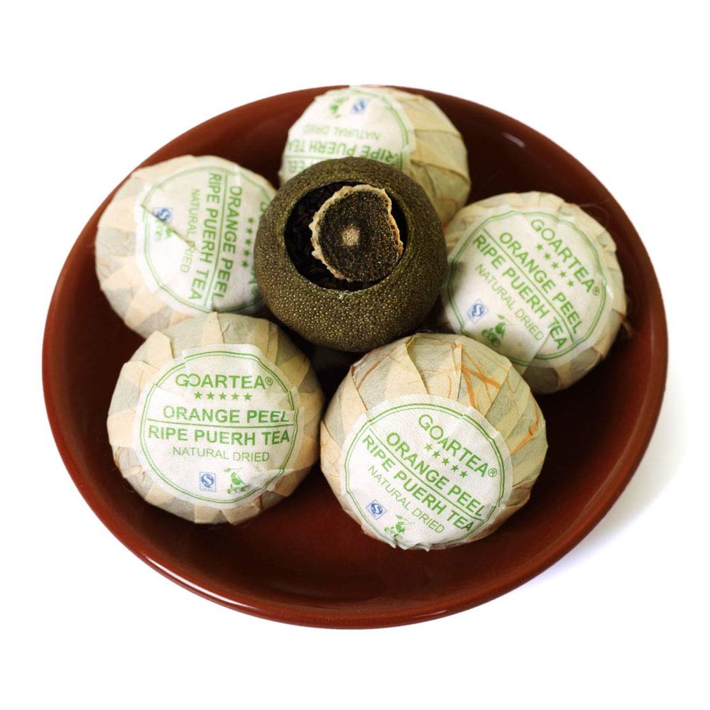 GOARTEA Puerh Tea Loose Leaf 500g / 17.6oz Ripe/Shu Premium Xinhui Orange Peel Chen Pi Citrus Gong Ting - Yunnan Pu-erh Pu erh Puer Pu'er Chinese Tea