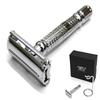 Amour Noir 1950's Classic Vintage Double Edge Butterfly Safety Razor comes with Chrome Resting Stand Twist Handle Mechanism in Luxury Gift Box view 1