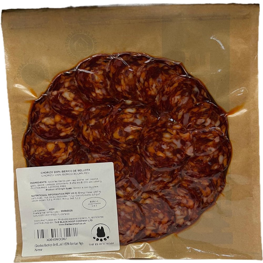 Chorizo Iberico de Bellota - 100 Grams Iberico Chorizo Slices Made from Pata Negra Acorn fed 100% Iberian Pigs