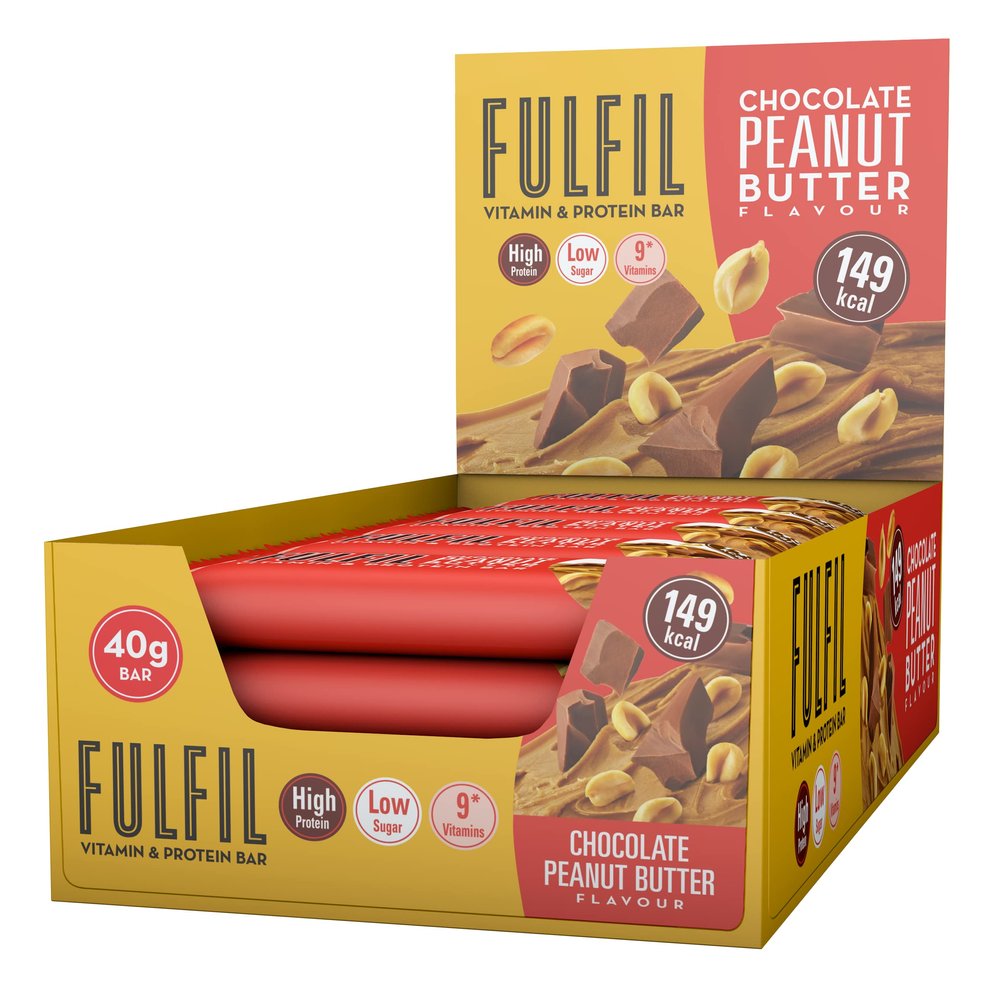 Fulfil Vitamin and Protein Bars (15 x 40g Bars)  Chocolate Peanut Butter Flavour  15g High Protein, 9 Vitamins, Low Sugar
