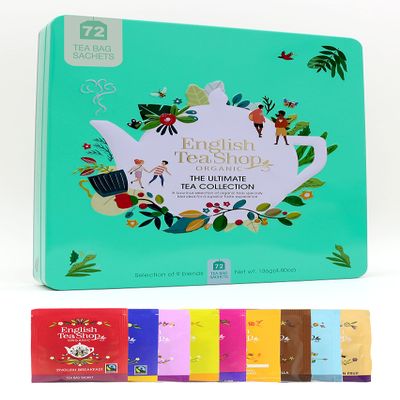 English Tea Shop Ultimate Tea Collection Gift Tin, 72 Fairtrade & Organic Tea Bags, 9 Delicious Tea Flavours