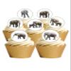 24 Pre Cut Elephant Animal Zoo Themed Edible Wafer Paper Round Cake Toppers Decorations view 1