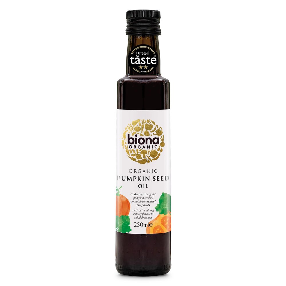 Biona Organic Pumpkin Seed Oil 250 ml - Great Taste Award 2024 Winner - Cold Pressed from Organic Pumpkin Kernels - Versatile for Salads, Soups, drizzling - Dairy Free & Vegan