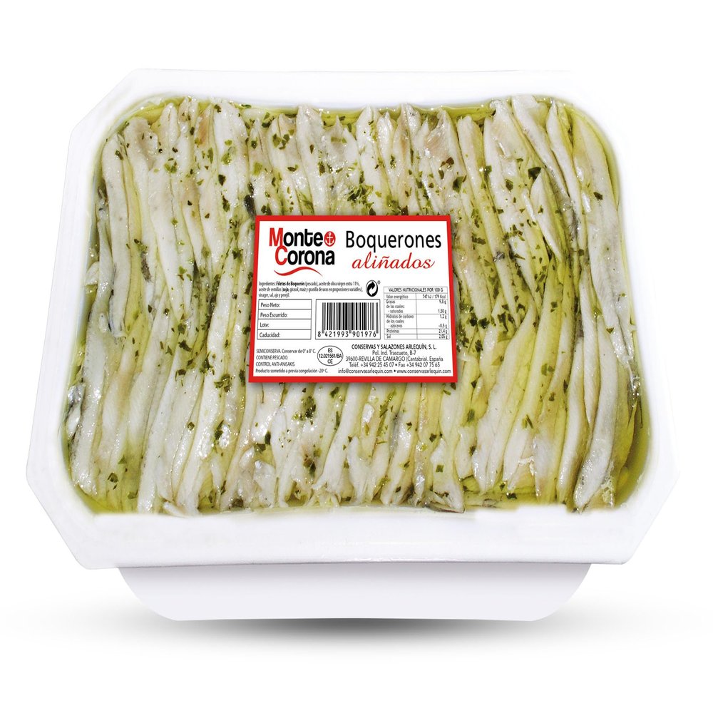 700g Spanish Boquerones, White Anchovies in olive oil, garlic and parsley, tapas and cocktails