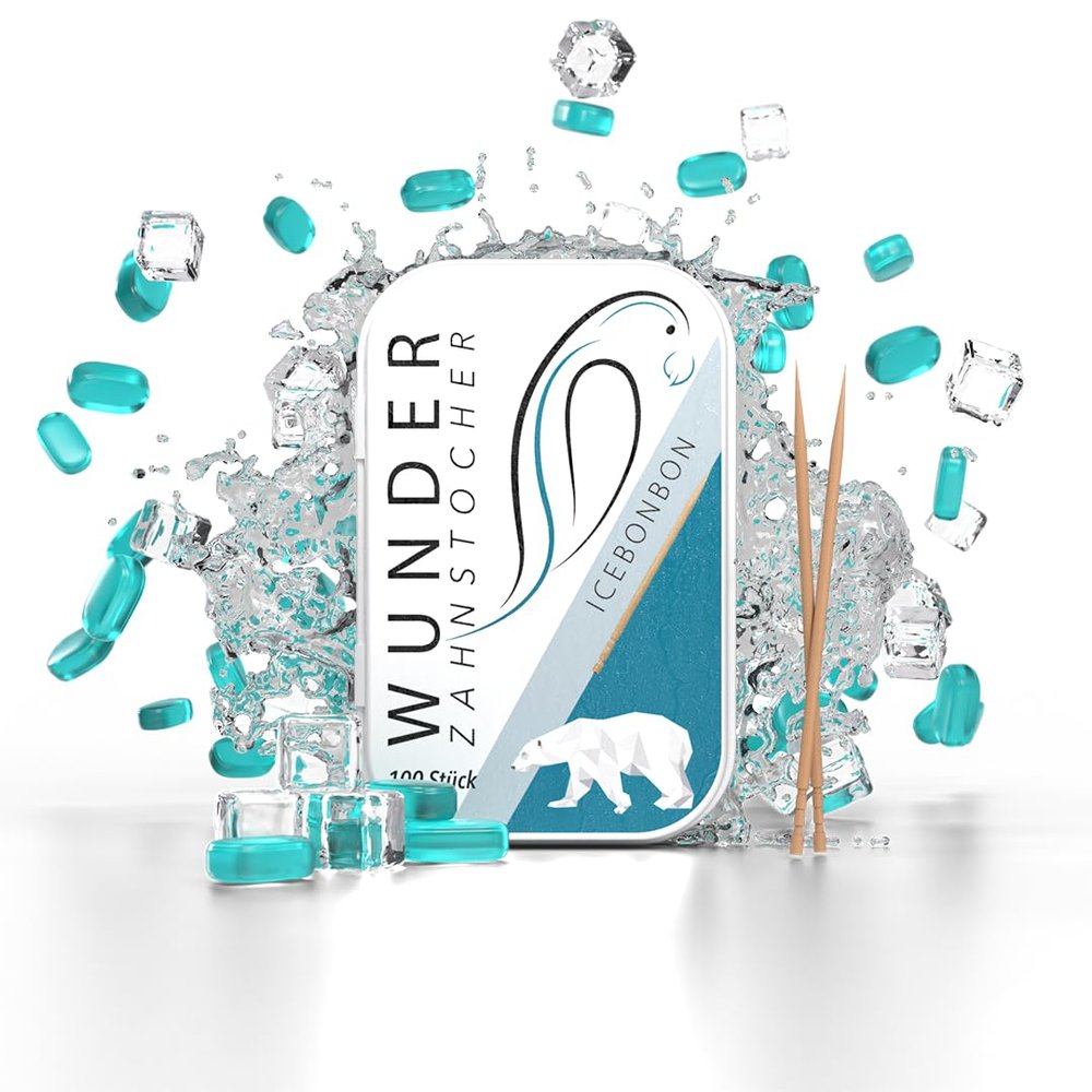 Wunder Flavoured Toothpicks - Ice Candy - 100 Flavor Tooth Picks in Metal Box - Long-Lasting Flavour - Fresh Breath - Helps Reduce Nail-Biting - Supports Smoke-Free Moments - Sugar-Free